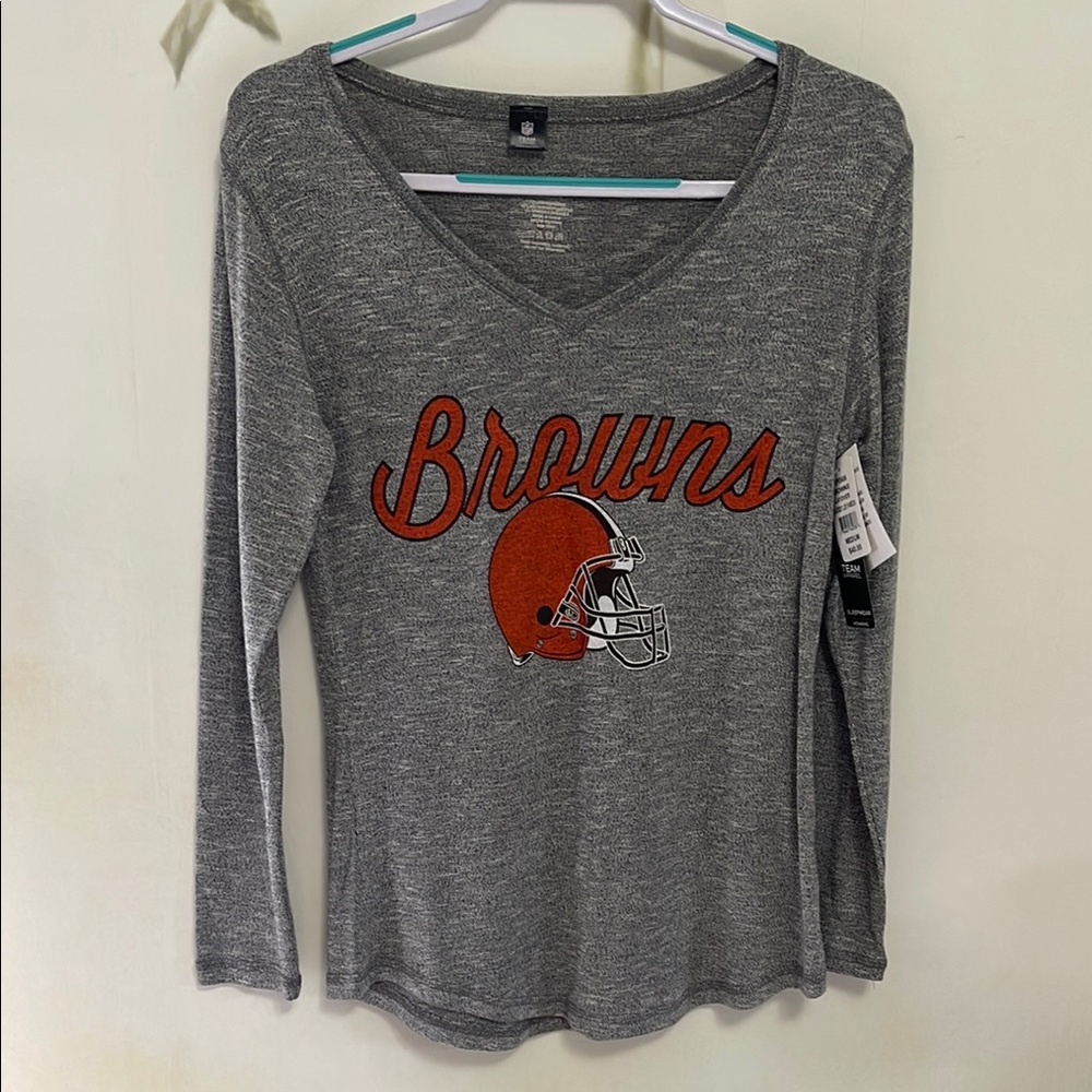 NFL Team Apparel Cleveland Browns Heather Gray Long Sleeve Tee